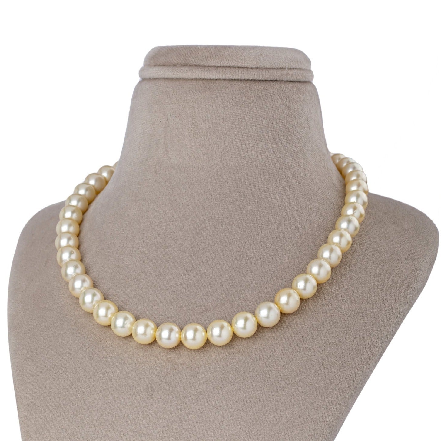 Pearlescent Brilliance Single Strand Golden pearl Necklace