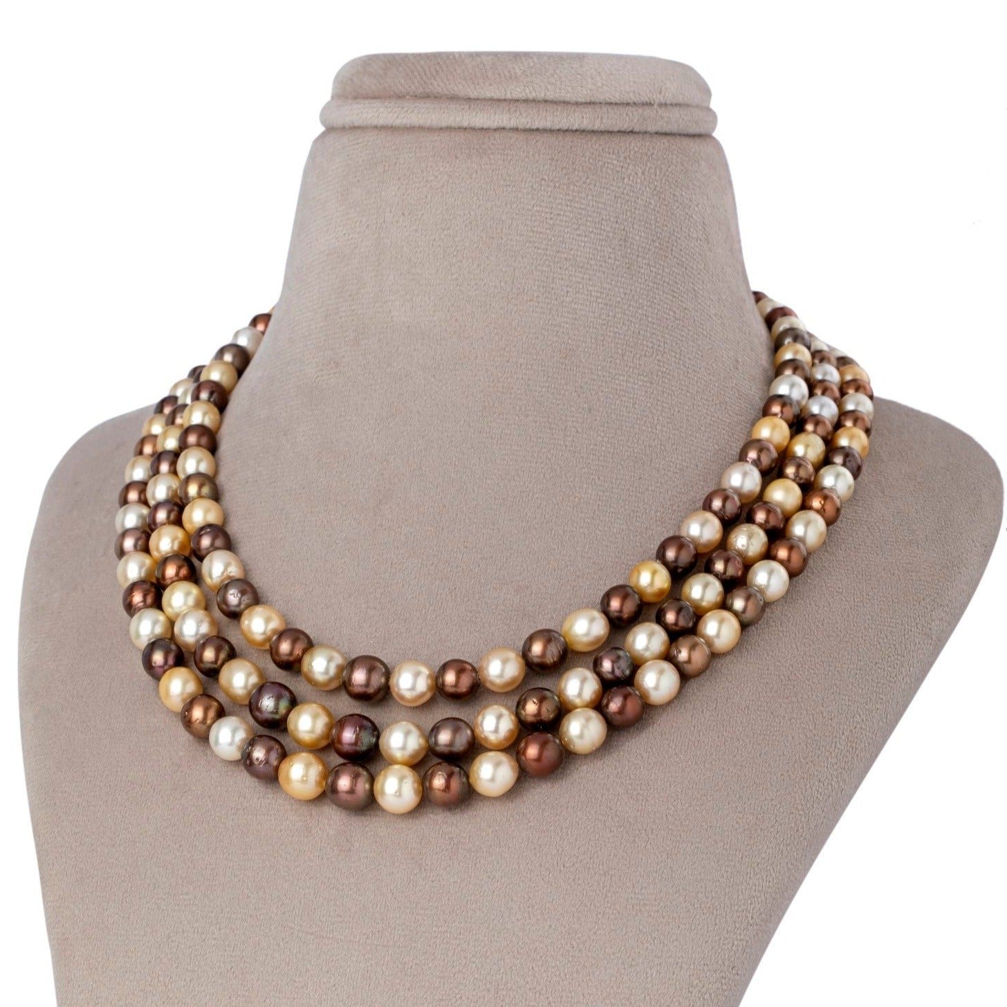 Lustrous Symphony Gold and Bronze Pearl Necklace