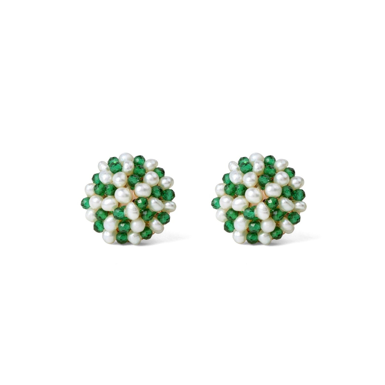 Green Oasis Pearl Stud Earrings