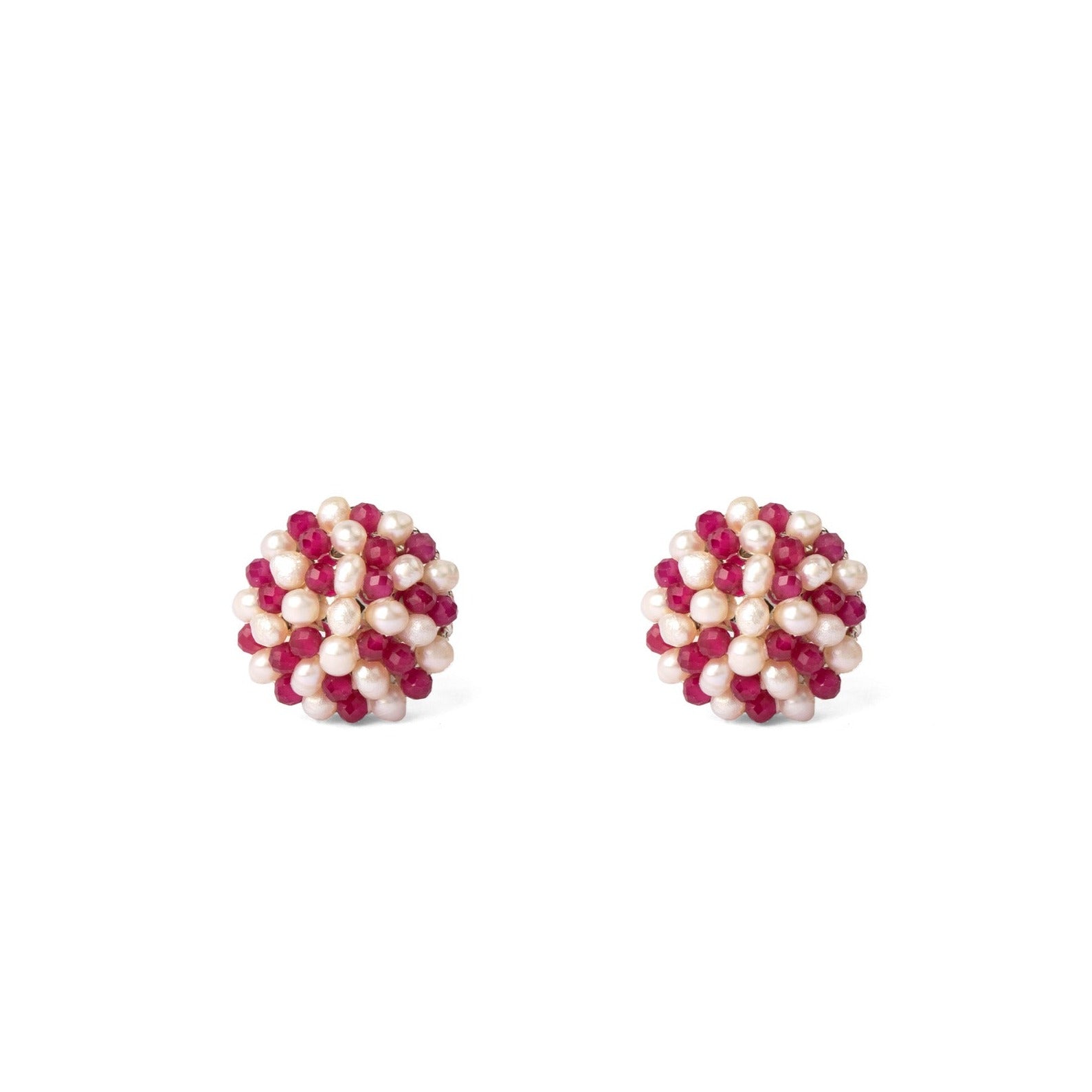 Blossom Red and White Pearl Earrings