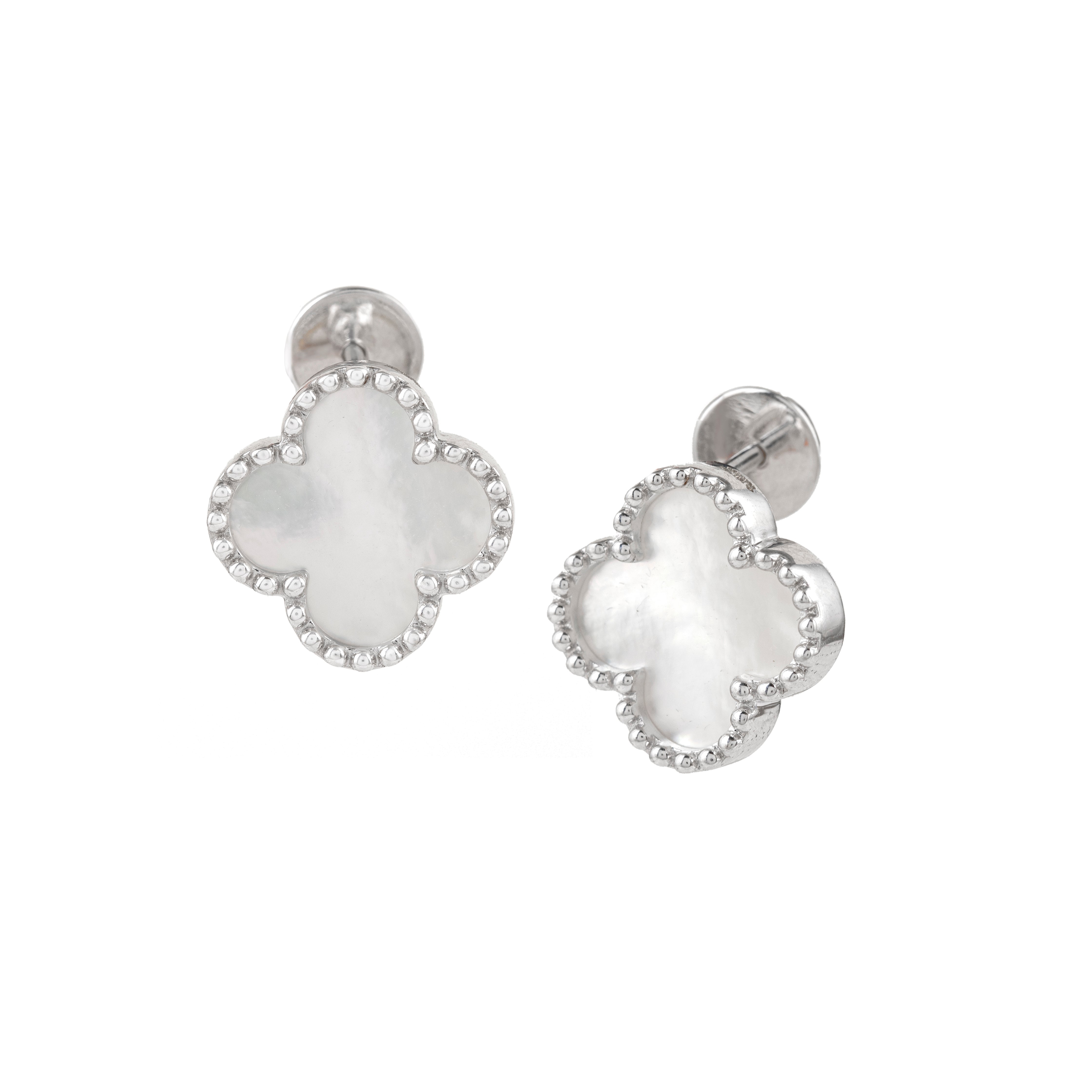Pearly Bud White Gold Studs