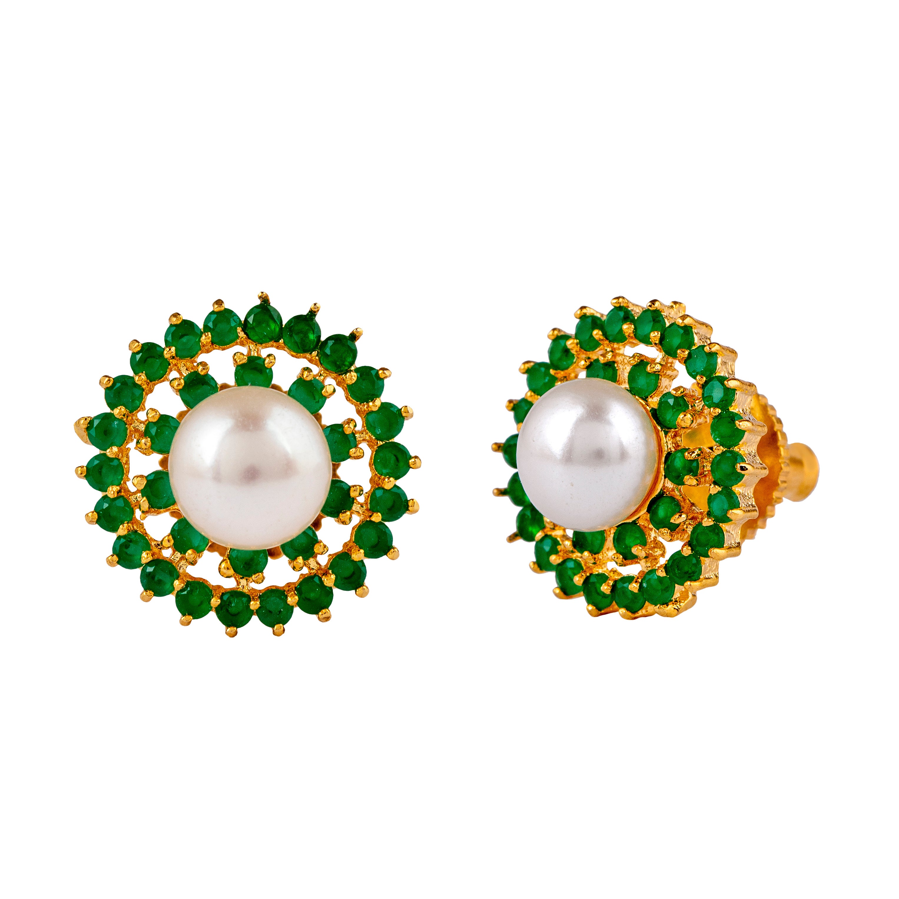 Mint Pearls Stud Earrings