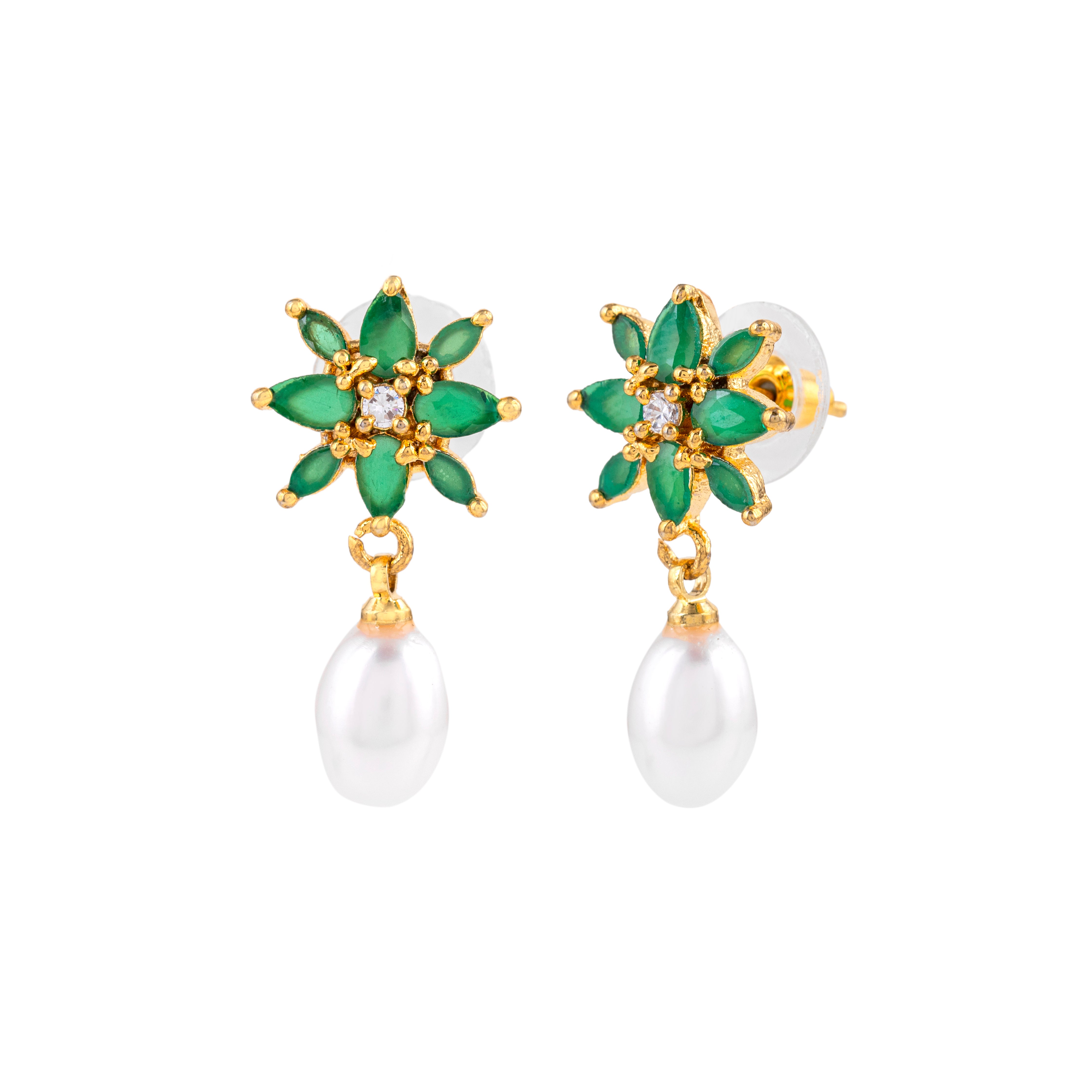 Floral Pearl Drop Earrings
