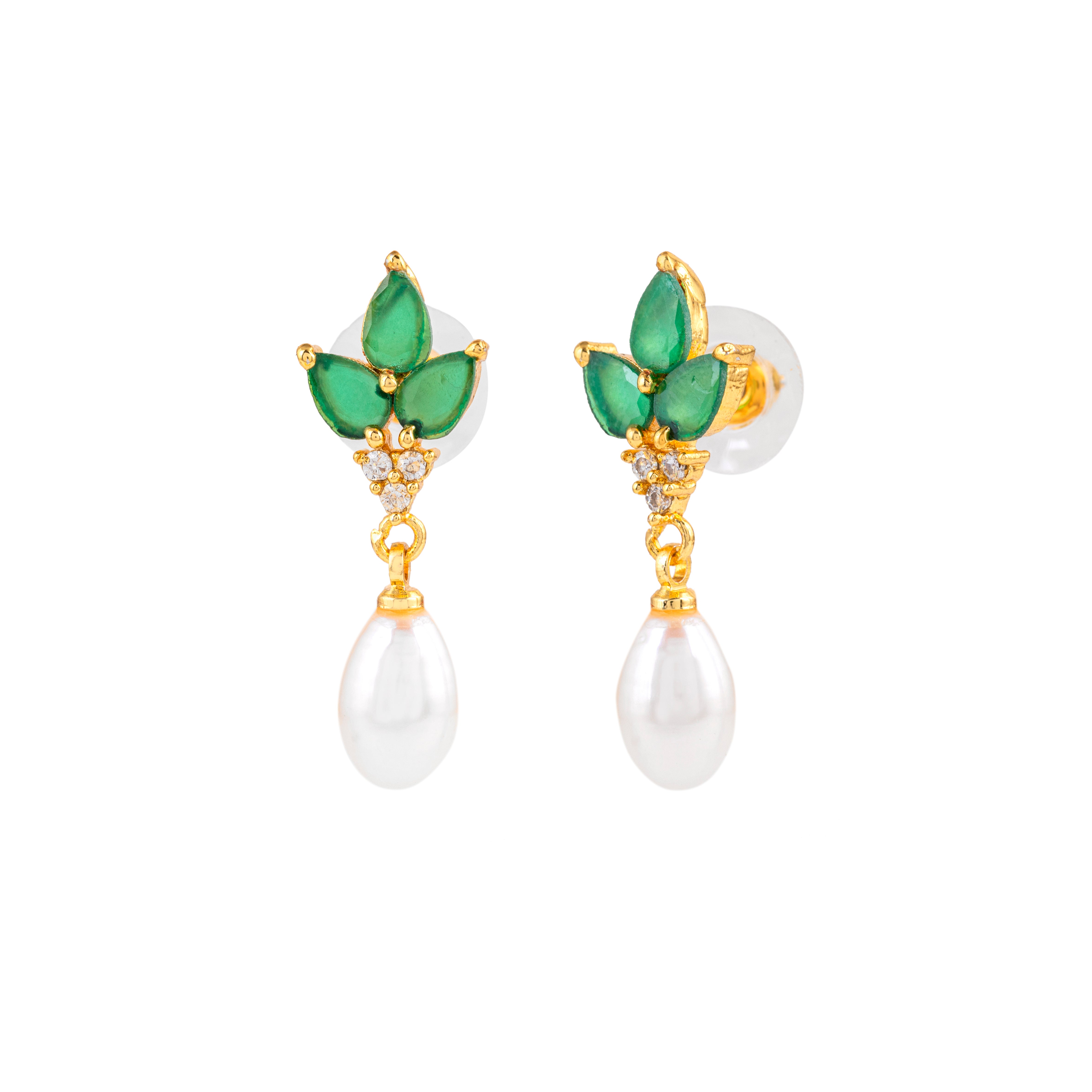 Nature's Elegance Pearl Drop Earrings