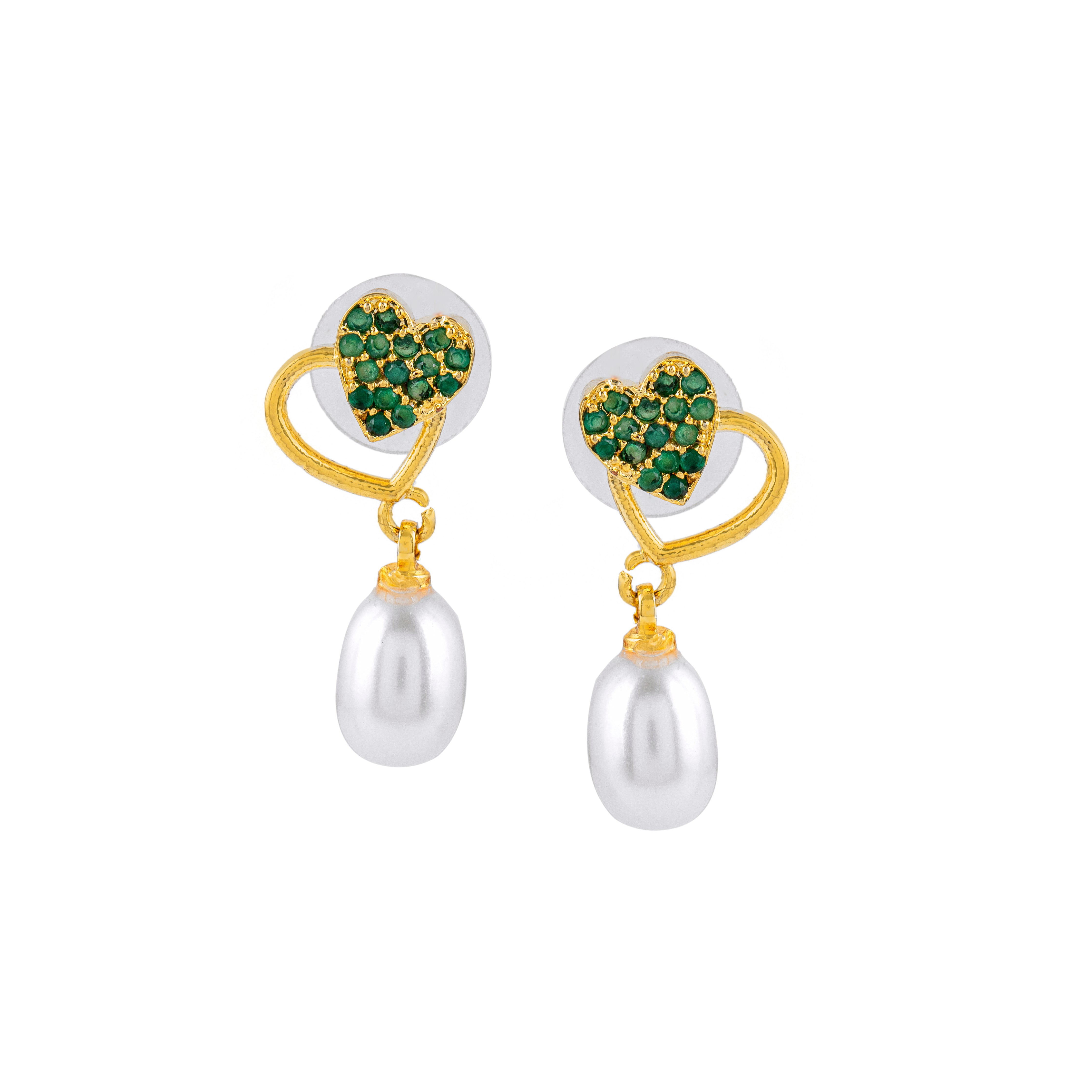 Enchanted Heart Pearl Drop Earrings | Sapphire Gemstone 