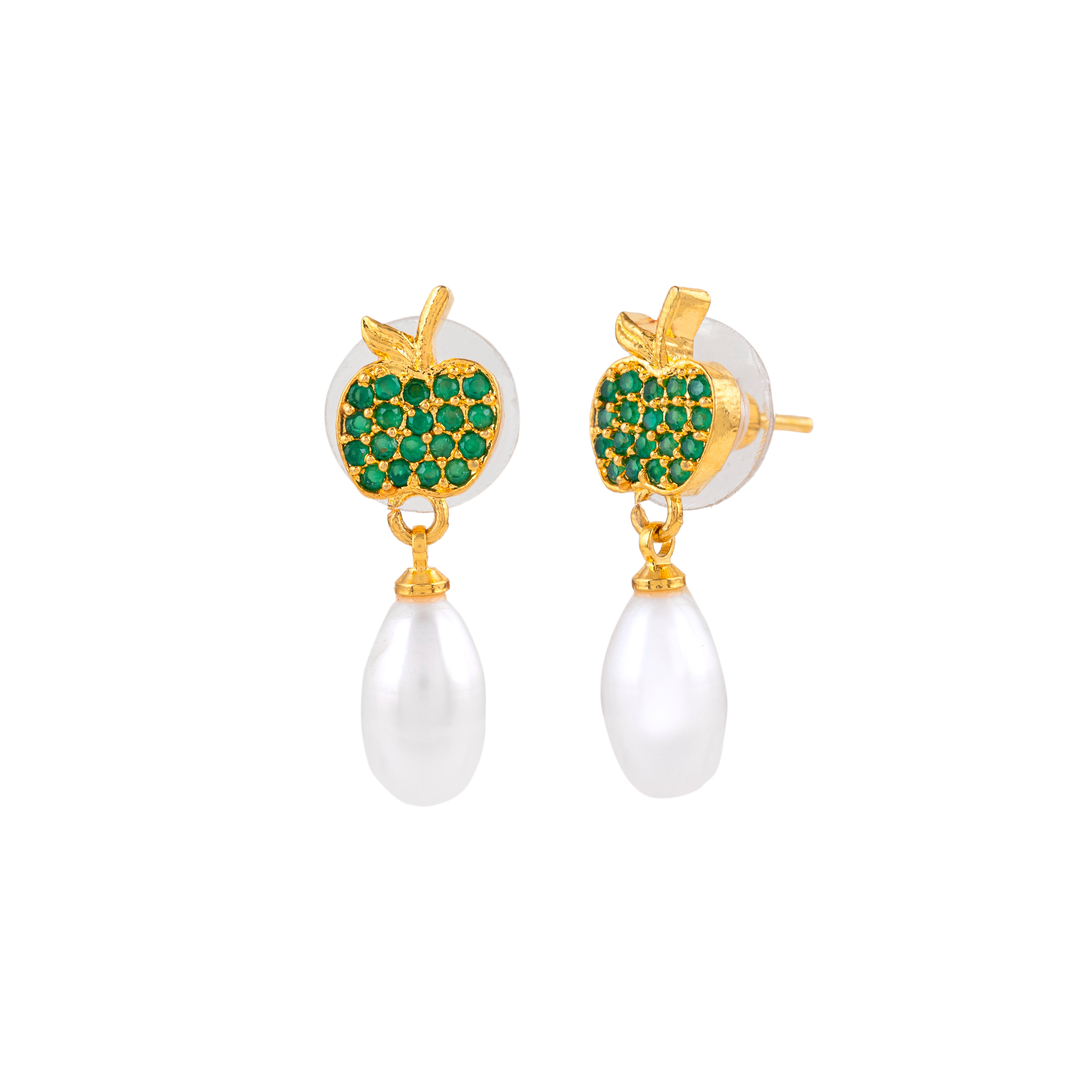 Enchanted Orchard Pearl Drop Earrings | Sapphire Gemstone 