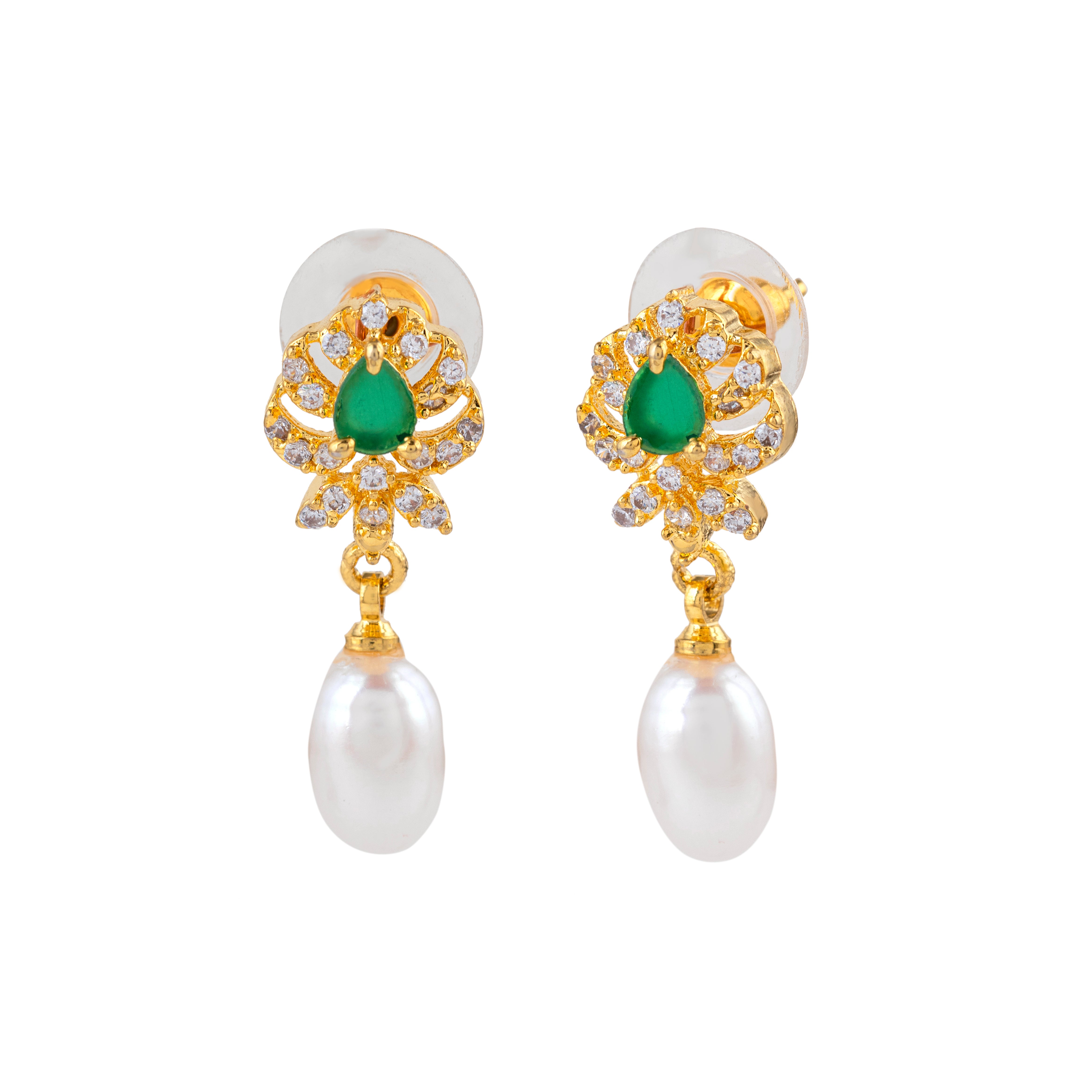Serenity Jewel Pearl Drop Earrings
