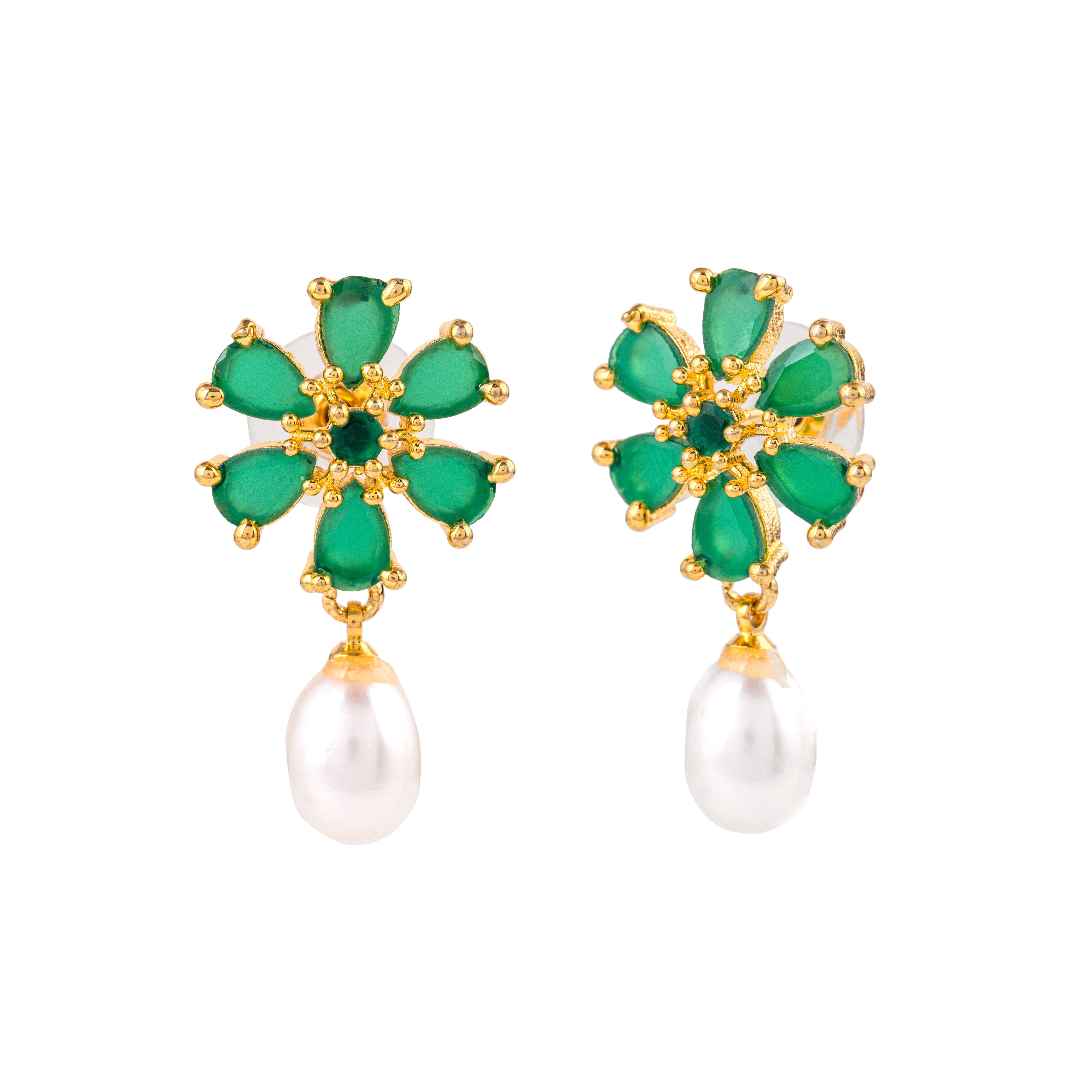 Floral Pearl Drop Earrings