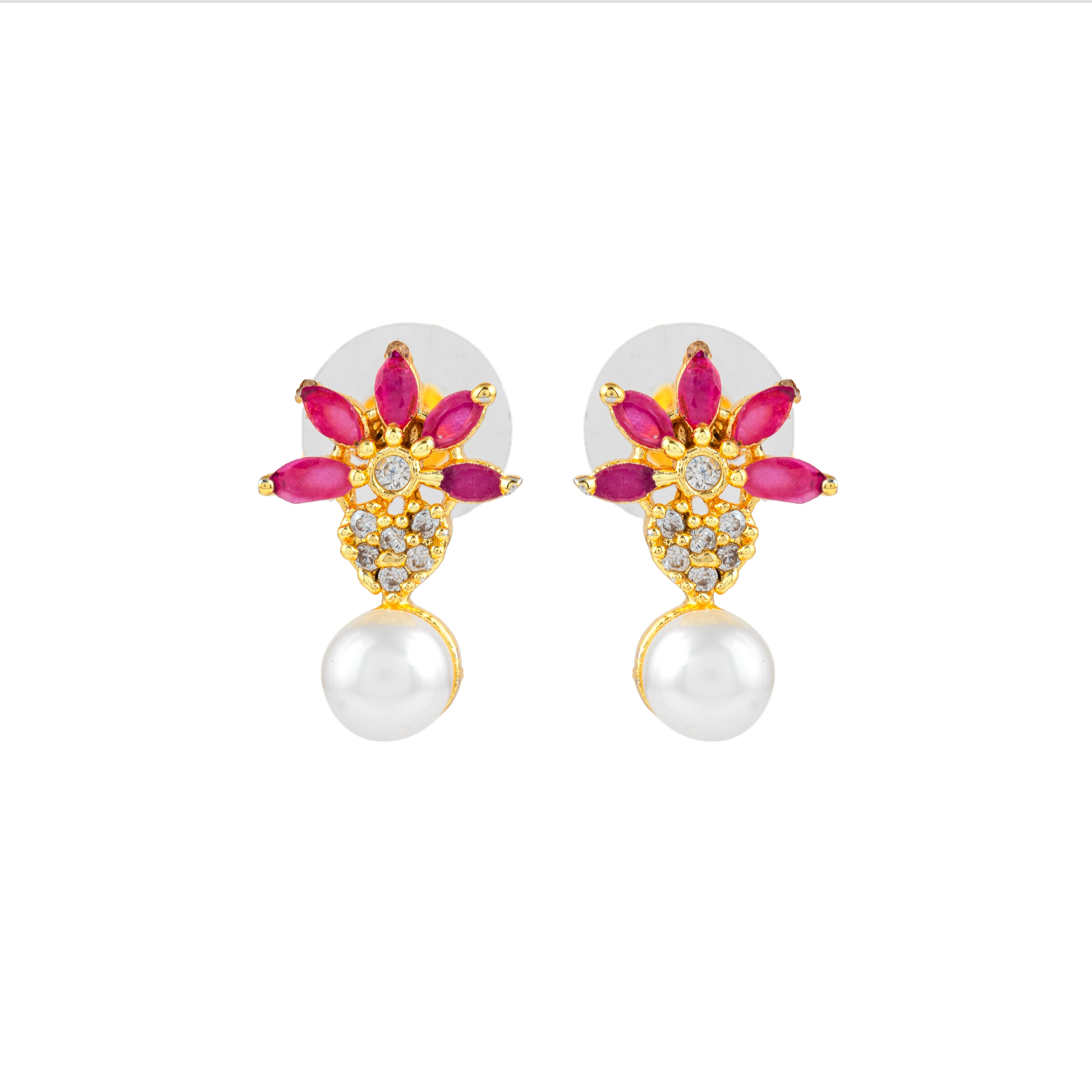 Ruby Rosebud Pearl Studs