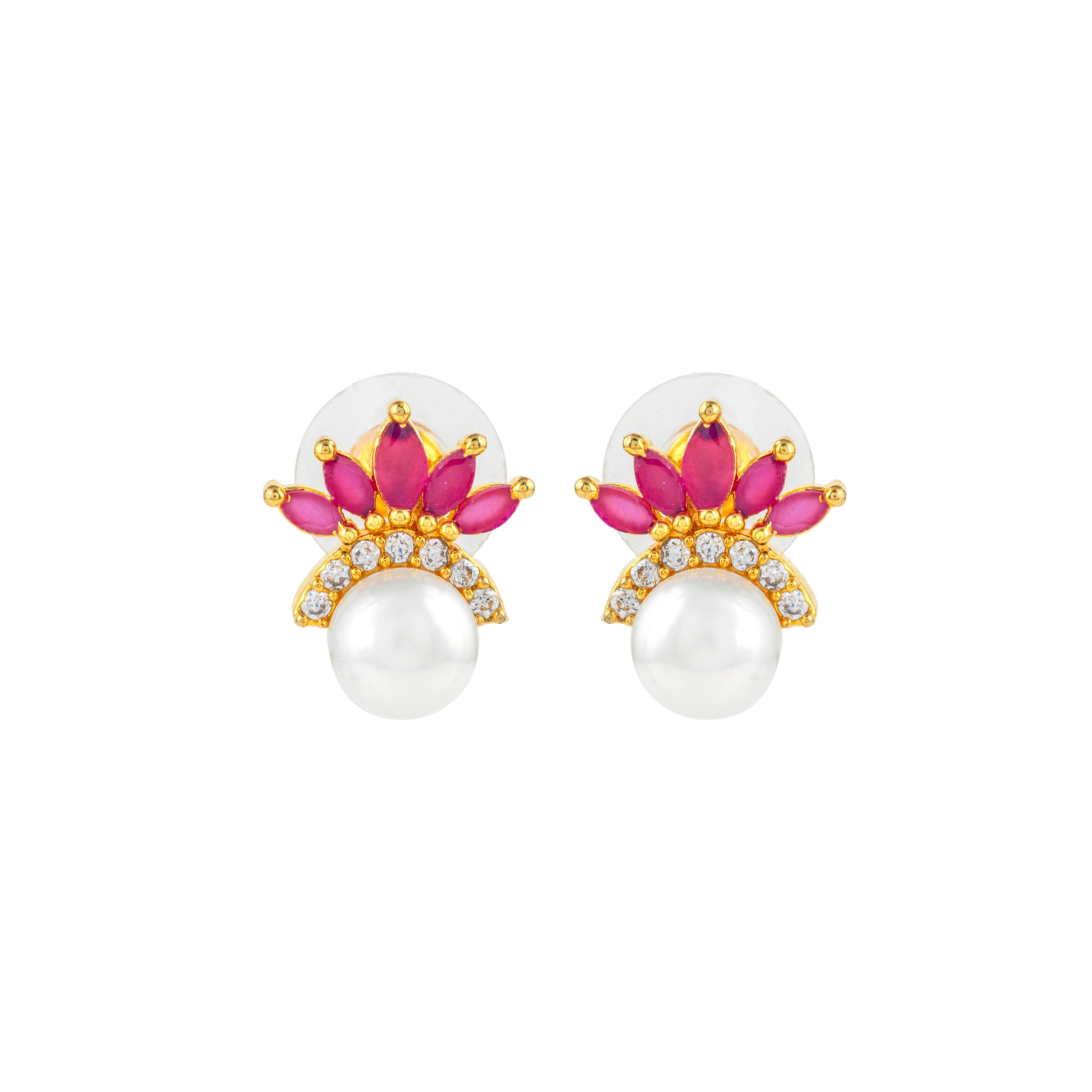 Crimson Radiance Pearl Drops | Earrings