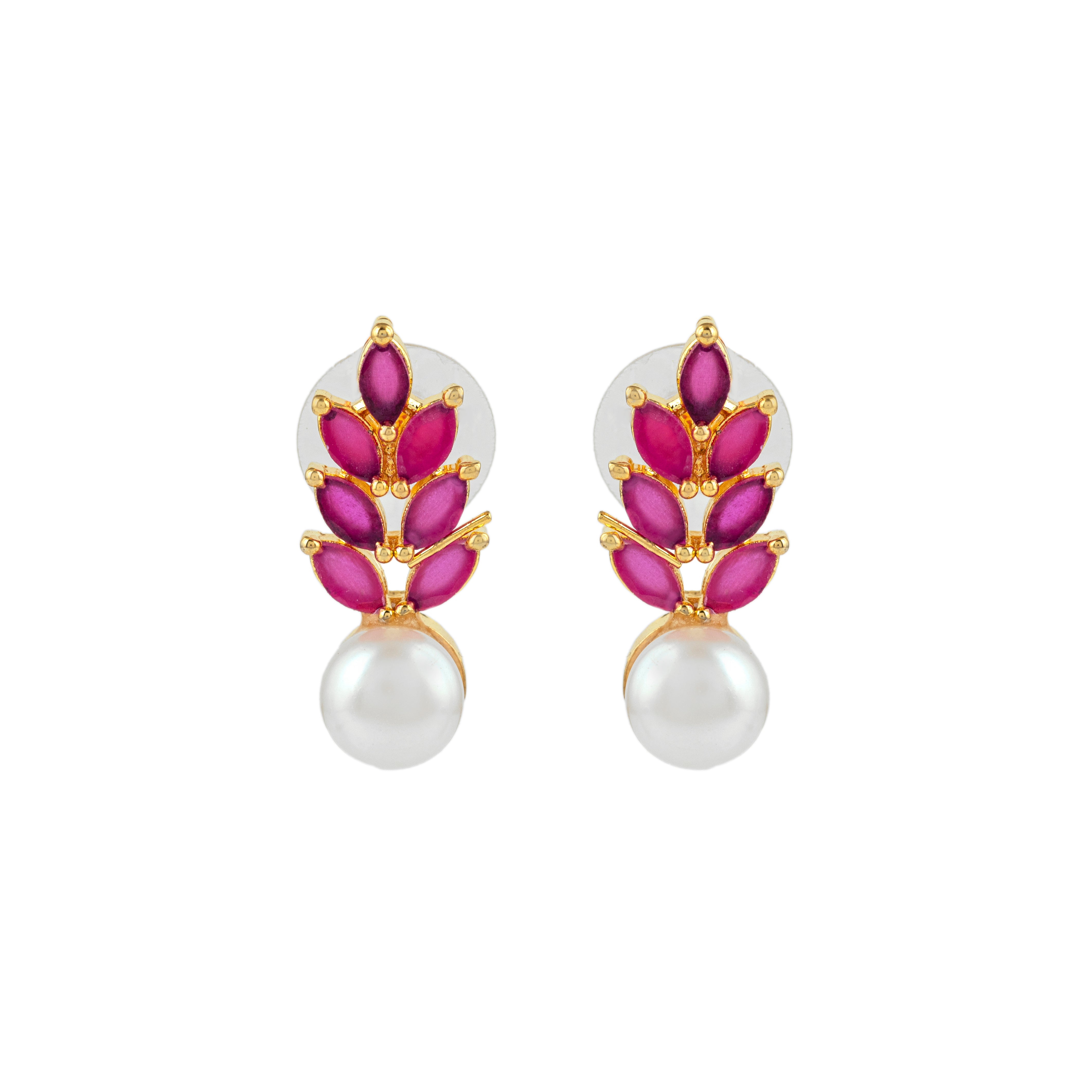 Scarlet Bough Pearl Studs