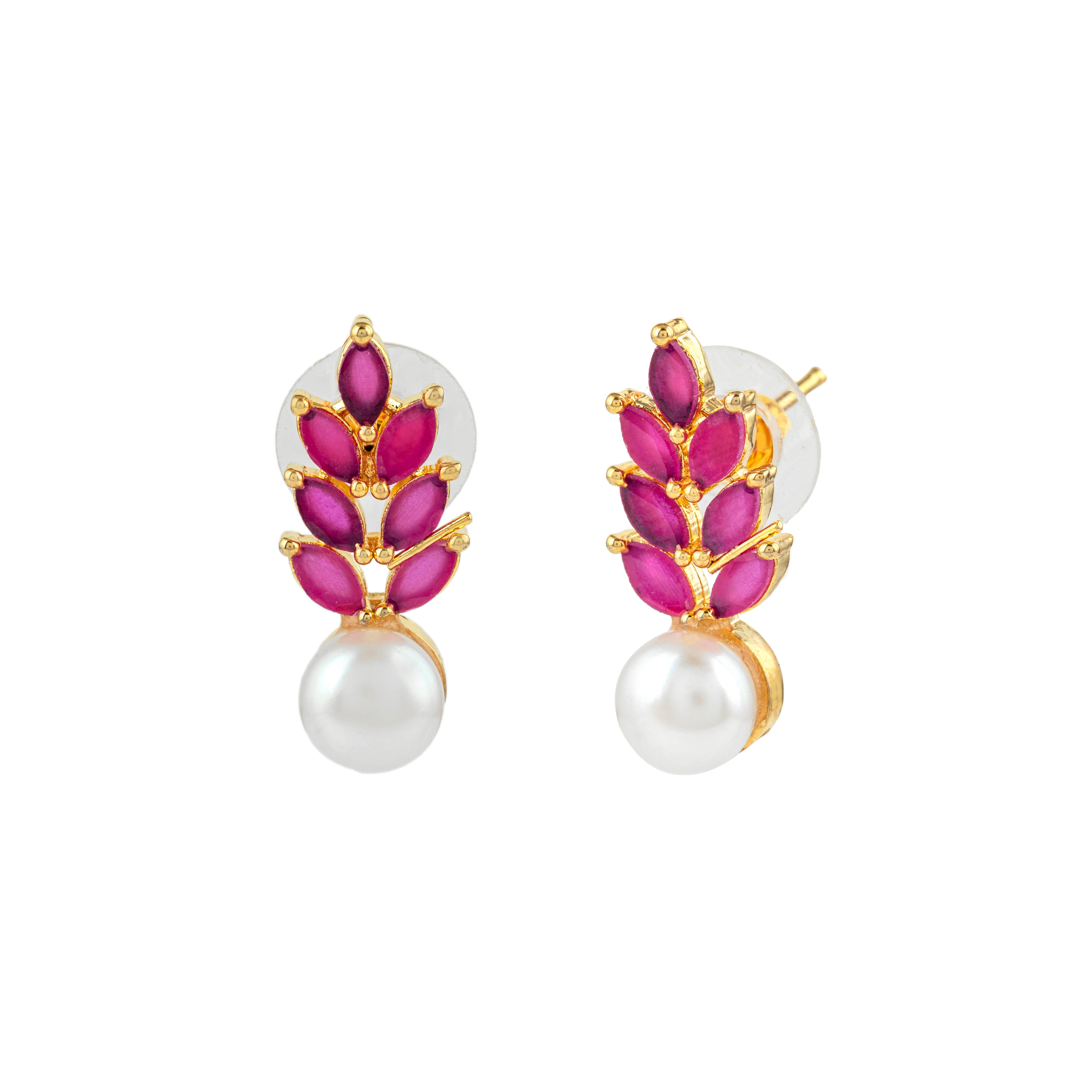 Scarlet Bough Pearl Studs