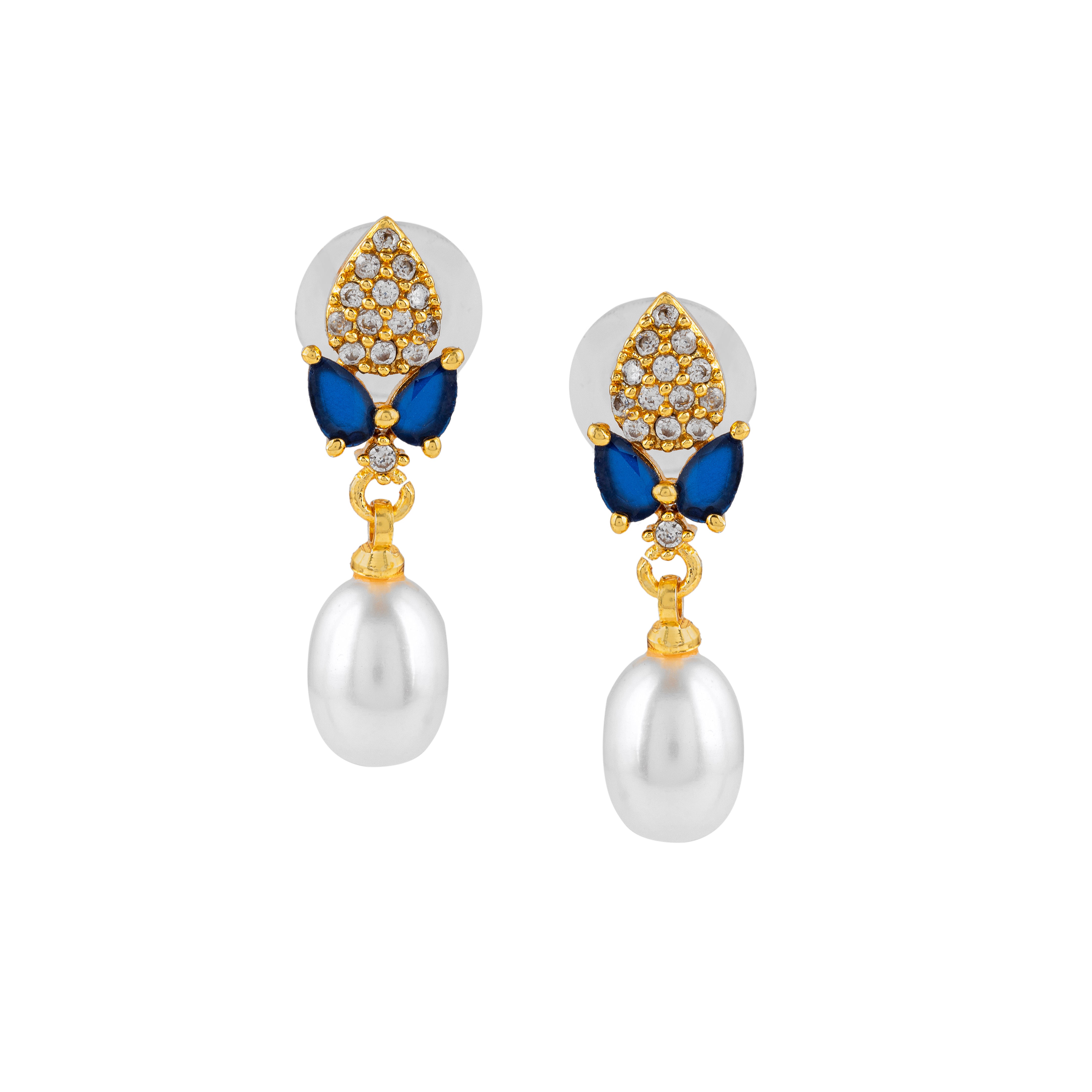 Azure Blossom Pearl Drops | Sapphire Gemstone Earrings