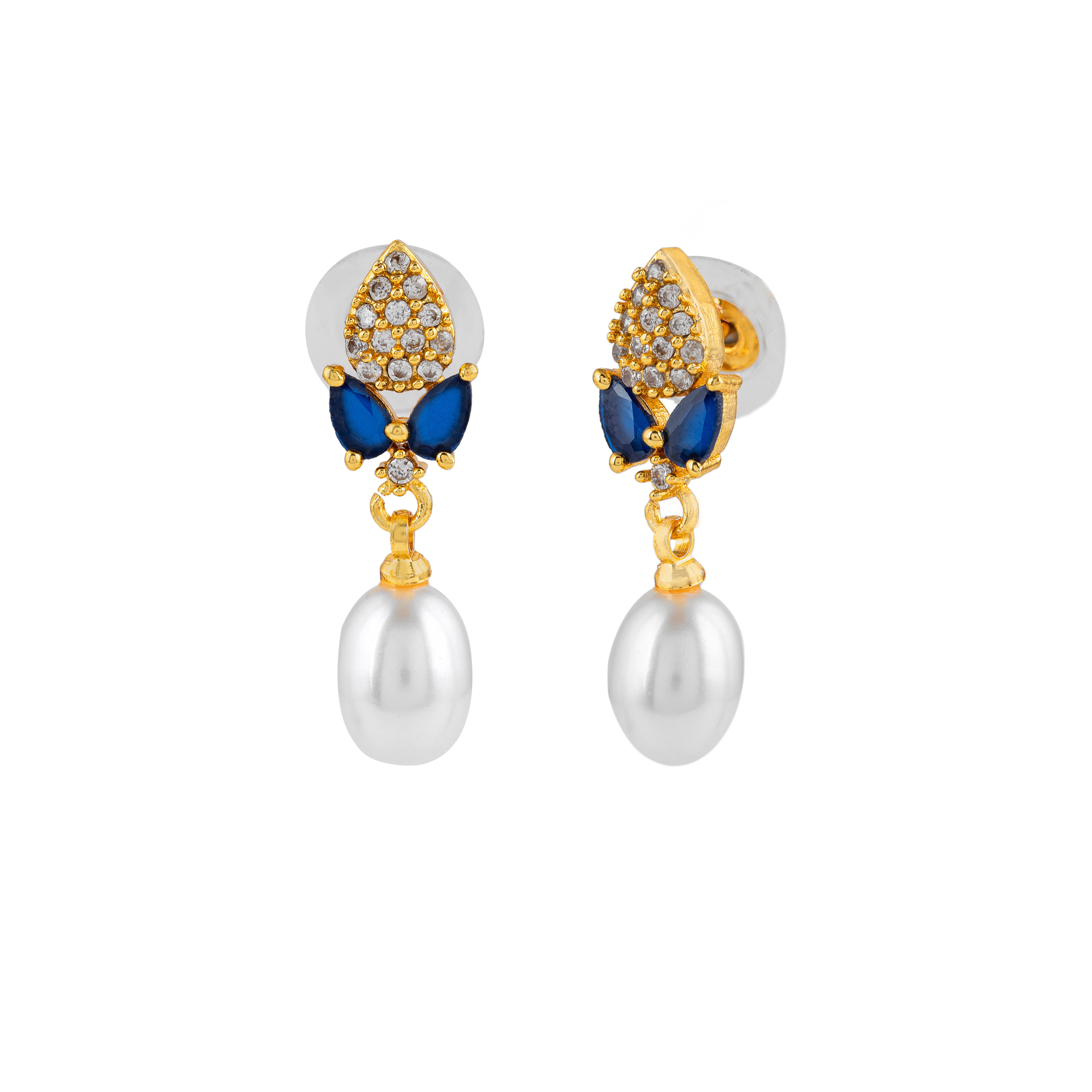 Azure Blossom Pearl Drops | Sapphire Gemstone Earrings