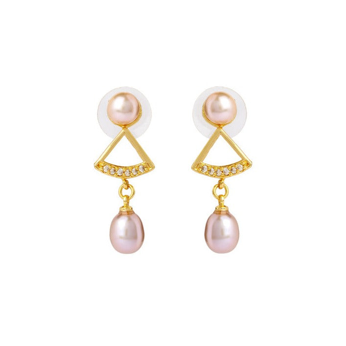 Pink Dewdrop Pearl Earrings
