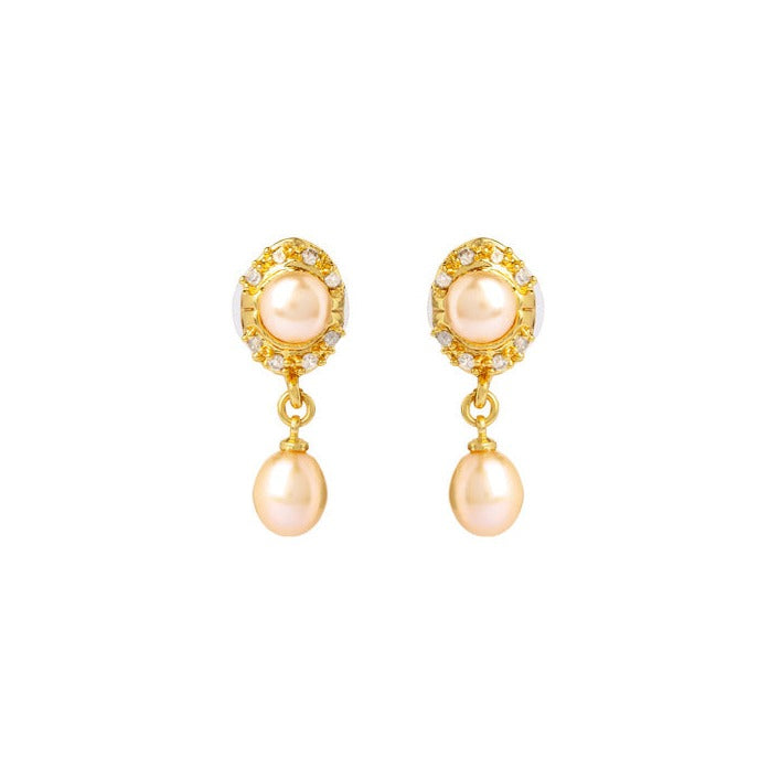 Petite Bloom Pearl and CZ Stud Earrings