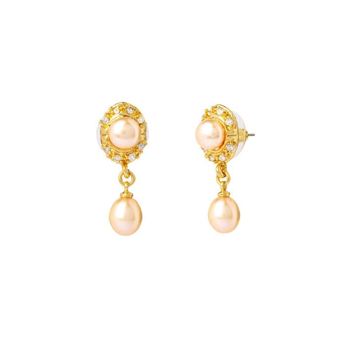 Petite Bloom Pearl and CZ Stud Earrings