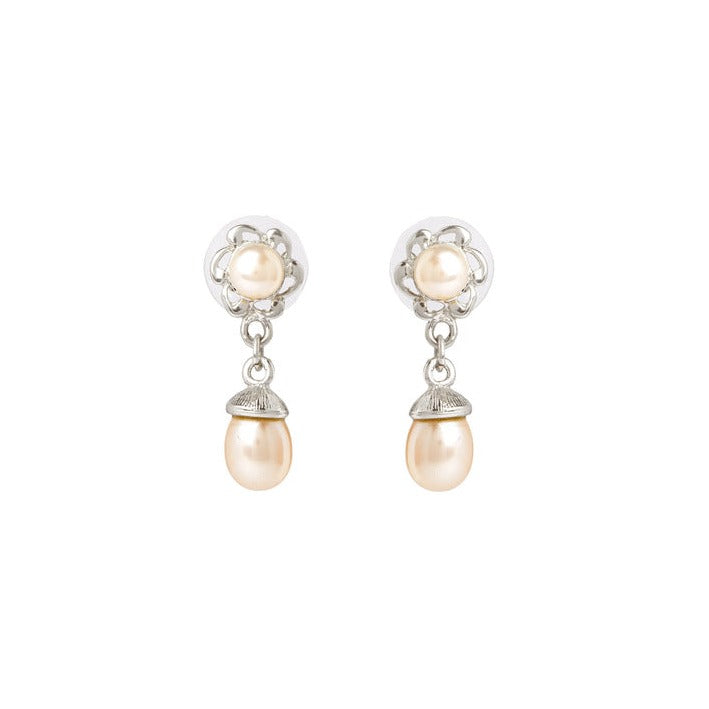 Stellar Loop Pearl Drop Earrings