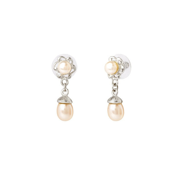 Stellar Loop Pearl Drop Earrings