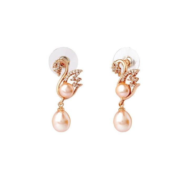  Majestic Swan Pearl Drop Earrings