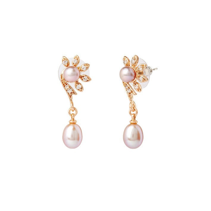 Sunflower Pearl Drop Earrings