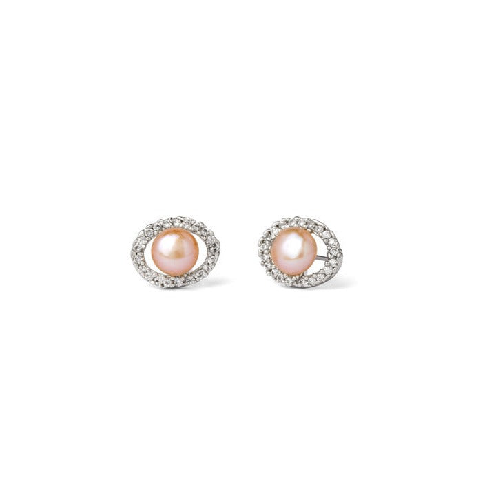 Rosé Eye Pearl Stud Earrings