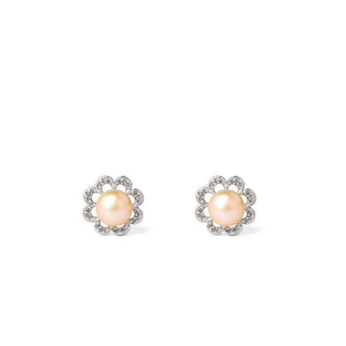 Garden Glitter Pearl Stud Earrings