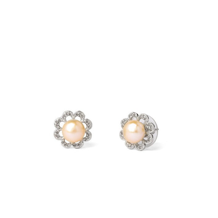 Garden Glitter Pearl Stud Earrings