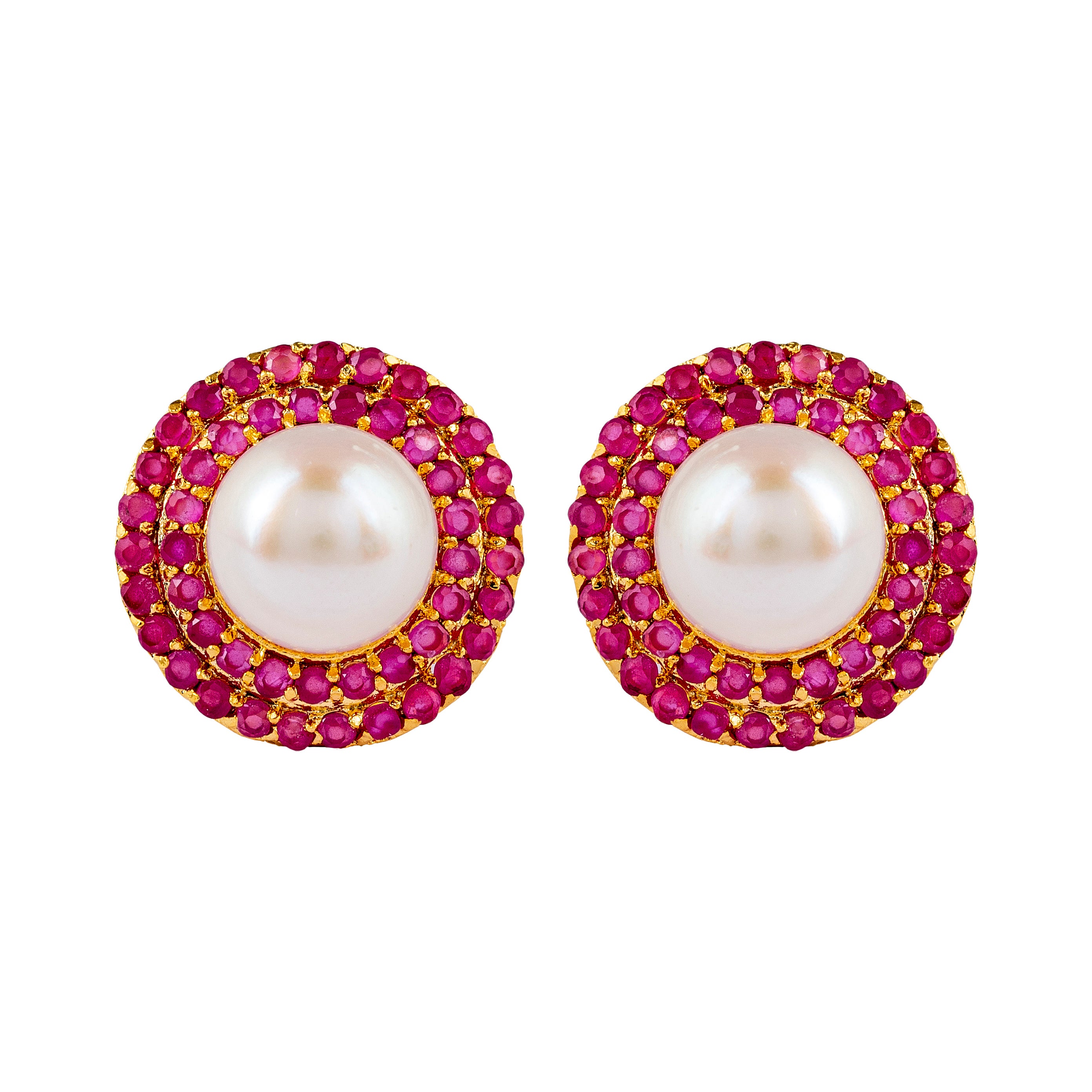 Garnet Luster Pearls Earrings