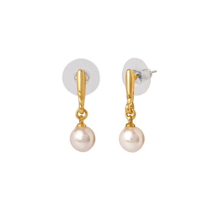 Snowy Pearl Solitaire Drop Earring