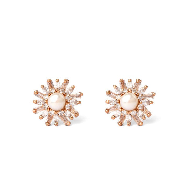 Flower Symphony Pearl and CZ Studs