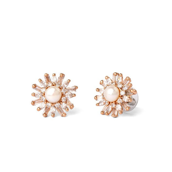 Flower Symphony Pearl and CZ Studs