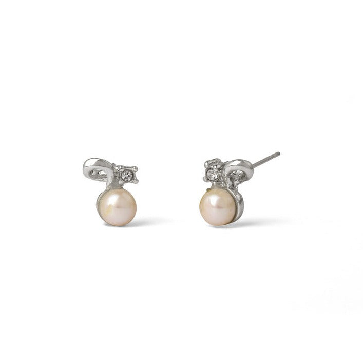 Modernist Curve Pearl Stud Earrings