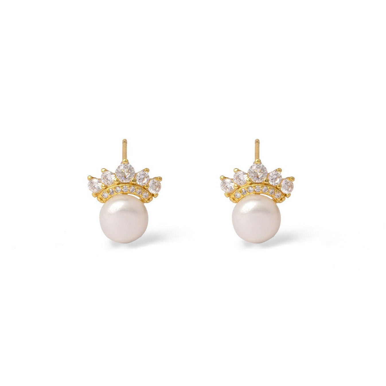 Crowned Glory Pearl Stud Earrings 