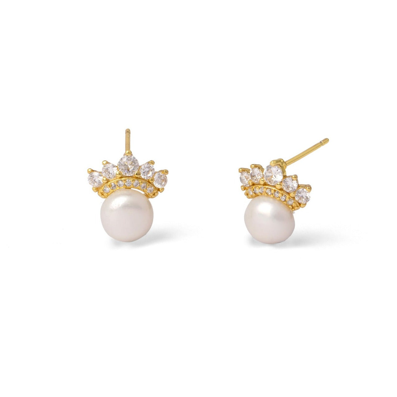Crowned Glory Pearl Stud Earrings
