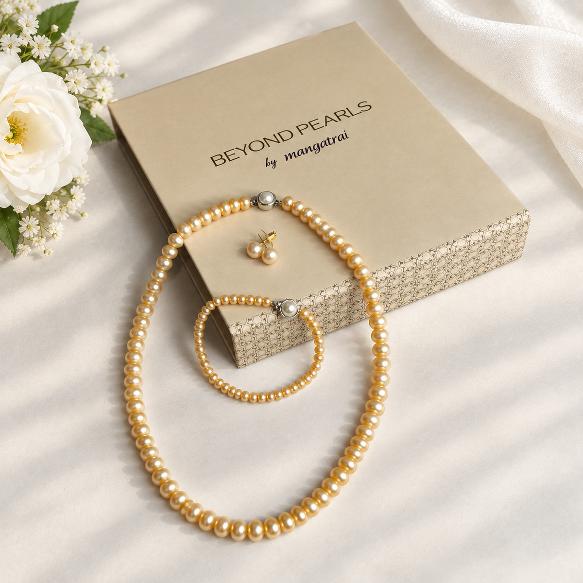 Peach Button Pearl Gift Set