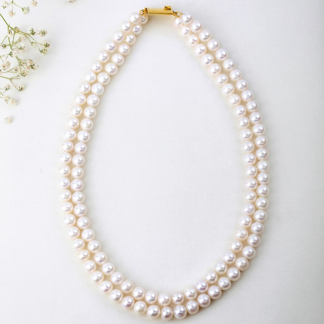 Freshwater Small White Beauty 2-Line Pearl Necklace