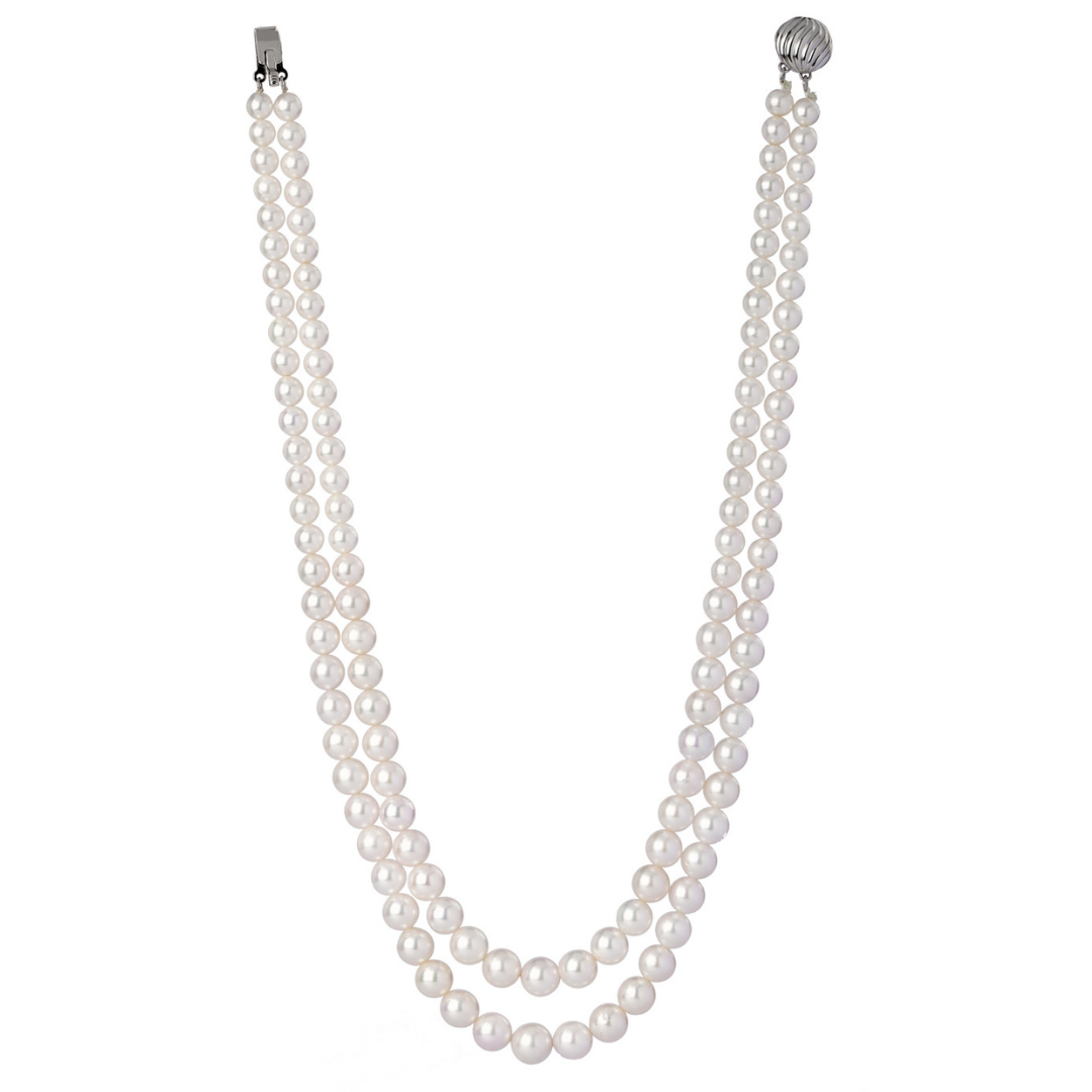 Gleaming Unity Two-Line Akoya Pearl Necklace