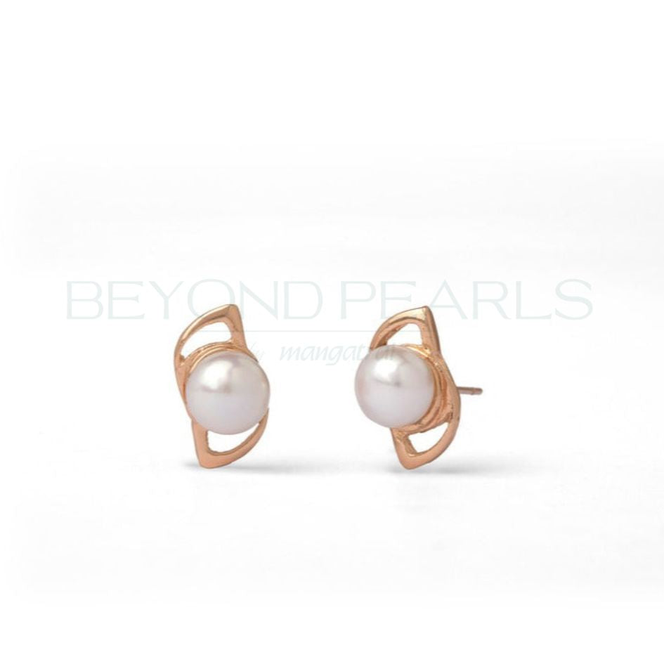 Golden Curve Pearl Earrings