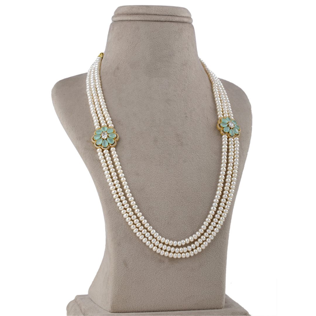 Green Botanical Serenade Pearl Necklace and Earring Set 1