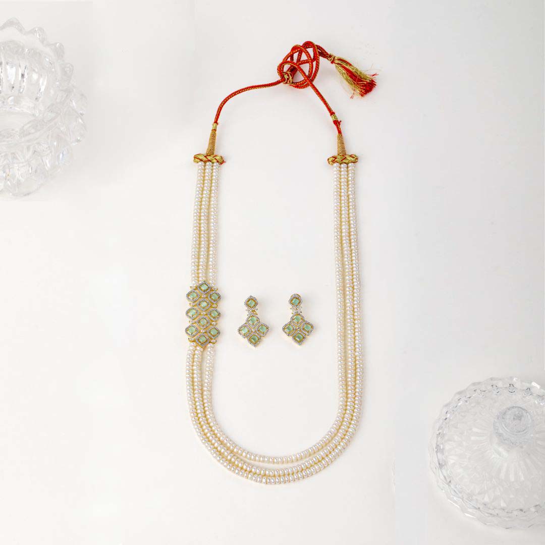 Green Grace Three-pendant Pearl Long set