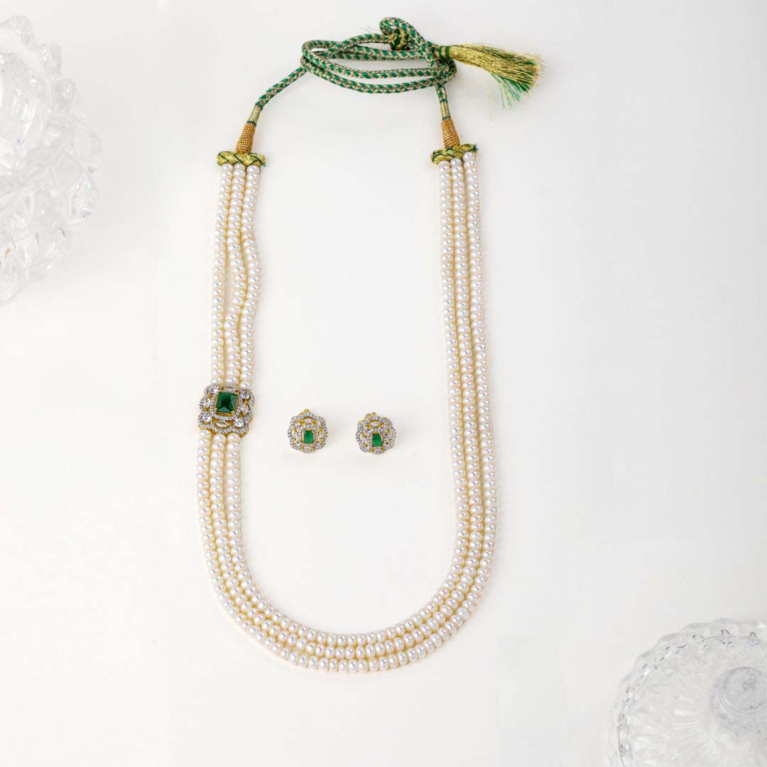 Green Harmony Pearl Necklace and Earring Set