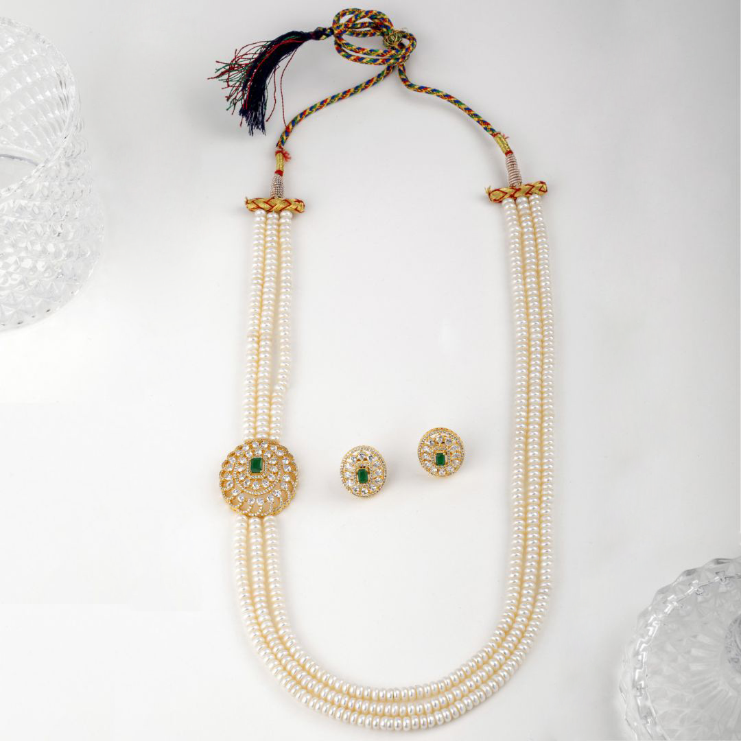 White and Green Pearl Jewelry Set