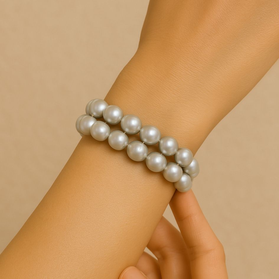 Grey Round Double-Row Bracelet