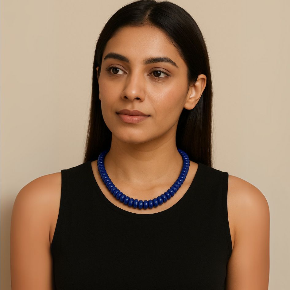 Lapis Lazuli Single Strand Pearl Necklace