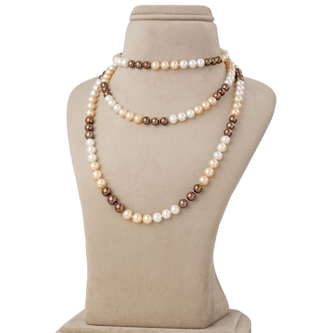 Long Freshwater Multicolor OPERA Pearl Necklace