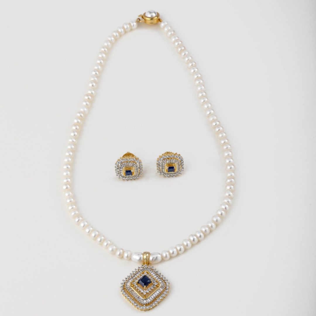 Luminous Orbit Pearl Necklace Set