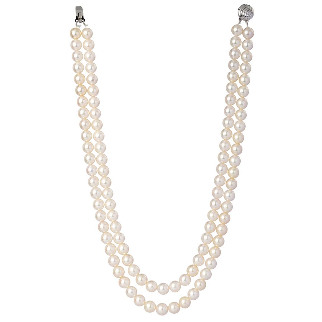 Luster Two-Line Akoya White Pearl Necklace