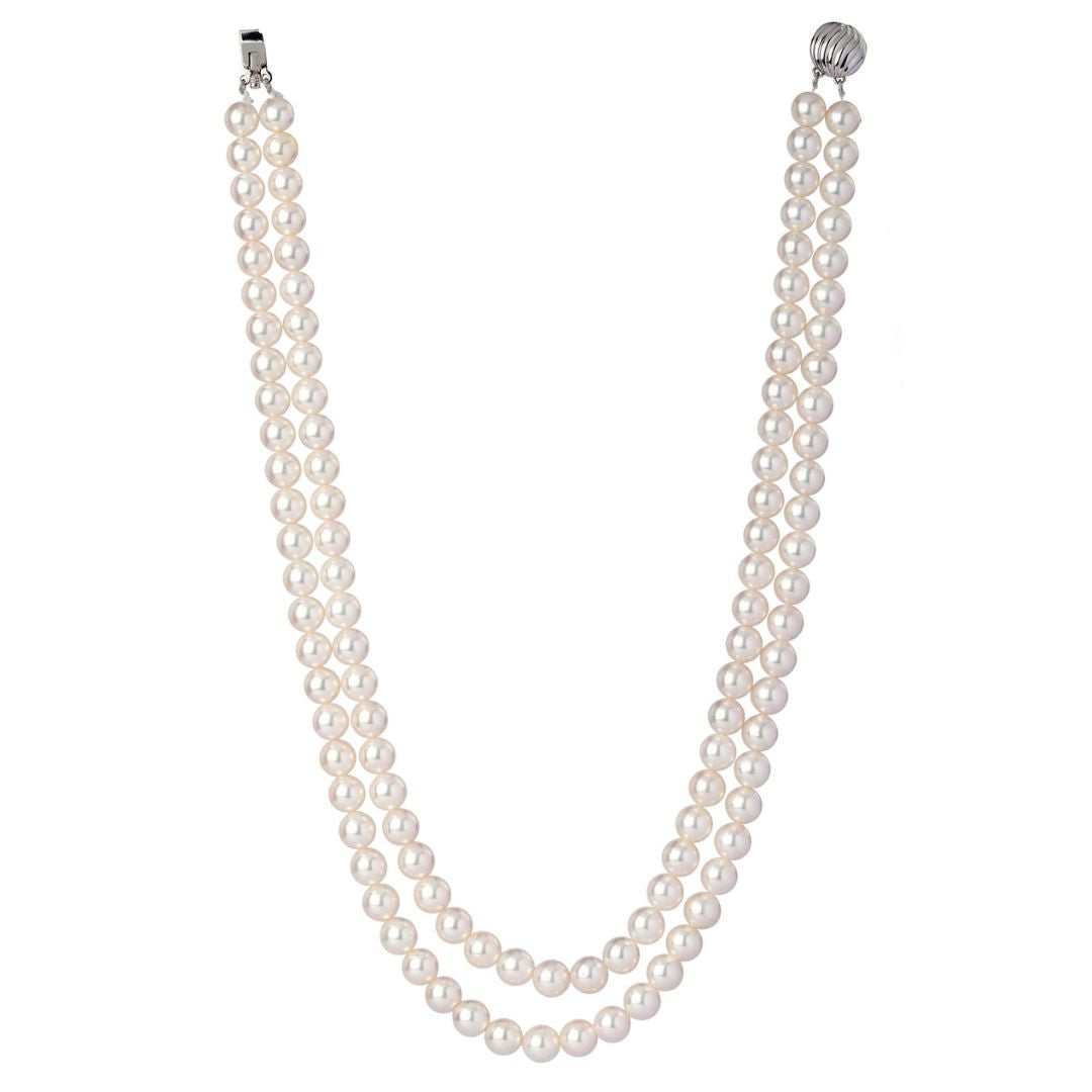 Lustrous Brilliance Two-Line Akoya Pearl Necklace