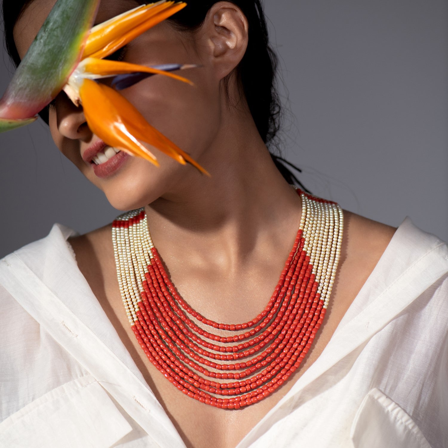 Coral and pearl necklace